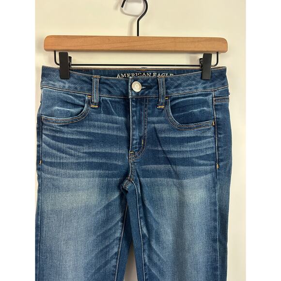 American Eagle Outfitters Blue Denim Jeggings - Size 4 Long Stretch - Picture 2 of 6